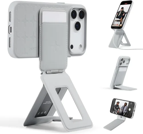 Vista 32 de MOFT Soporte de trípode para teléfono para iPhone, soporte para iPhone multiángulo, soporte para teléfono ligero y portátil, imanes fuertes, cuero