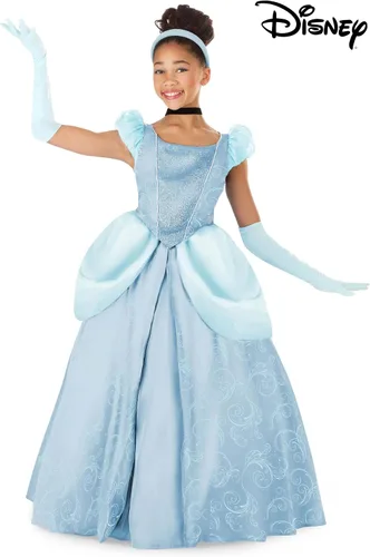 Vista 3 de Disney Premium Cinderella Costume Dress for Girls with Headband, Gloves & Necklace for Halloween or Dress Up