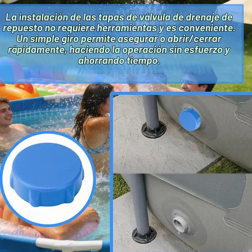 Vista 4 de P01006 - Cubierta de válvula de drenaje compatible con piscinas Coleman P6H1158ASS16 y Bestway, cubierta de válvula de drenaje de piscina, azul