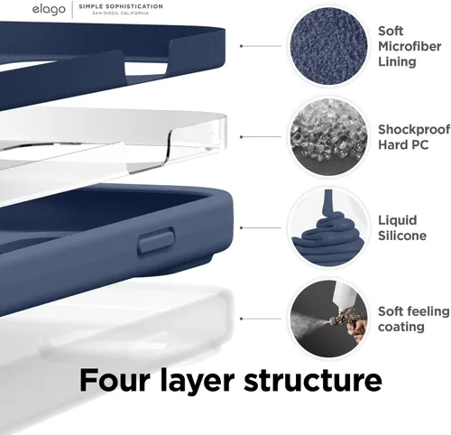 Vista 5 de elago - Funda compatible con iPhone 14, funda de silicona líquida, funda protectora de cuerpo completo, a prueba de golpes, funda delgada
