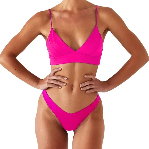 Vista 2 de Rajputana Bikini para mujer, traje de baño brasileño de dos piezas, color negro