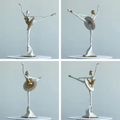 Vista 3 de HAUCOZE - Estatua de bailarina de bailarina, escultura de yoga para mujer, decoración moderna, 12 pulgadas
