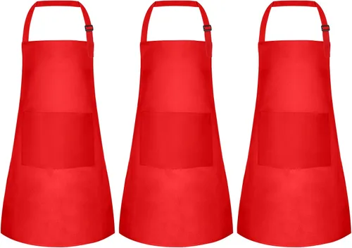 Vista 8 de MEEZY Juego de 3 delantales para niños con bolsillos, delantal ajustable para pintar, delantal de arte para niños, delantales de chef para niños