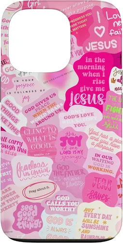 Vista 10 de Funda estética para iPhone 16 con versículos bíblicos cristianos con citas positivas