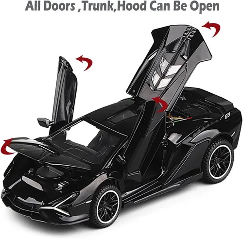 Vista 3 de Coche de Juguete Lambo Sian FKP3 Modelo de Coche Fundido con Luces y Sonido, Coche de Juguete con tracción trasera para niños de 3, 4, 5, 6 + años