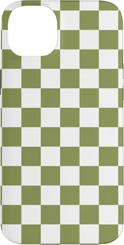 Vista 15 de Funda para iPhone 17 con diseño de cuadros verde oliva estético retro