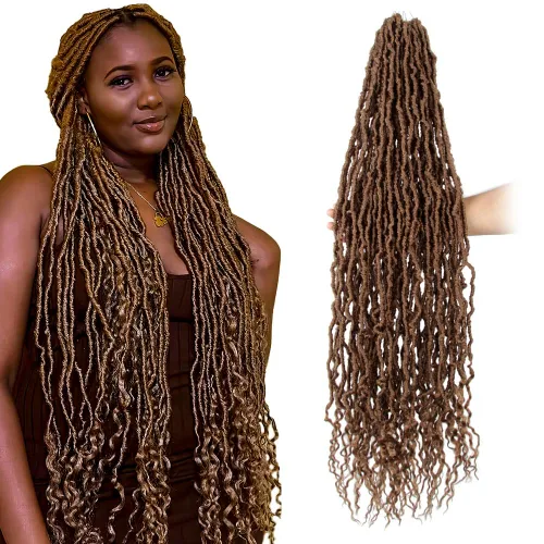 Vista 35 de BOHOBABE Rastas Sintéticas de Ganchillo de 10 Pulgadas, Rastas de Ganchillo Suaves Boho con Puntas Rizadas, Rastas Cortas de Diosa Bohemia de 1#