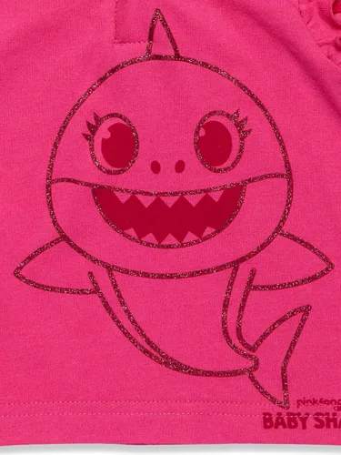 Vista 5 de Pinkfong Baby Shark Mommy Shark - Conjunto de camiseta y pantalones cortos de rizo francés para recién nacidos a niños pequeños