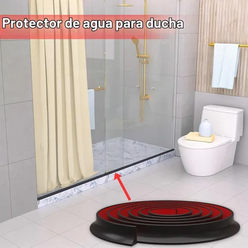 Vista 7 de Nuevo Umbral de Ducha Plegable con Barrera de Agua Autoadhesiva, Barrera Impermeable de Silicona para Baño y Cocina, Protector de Ducha para Negro