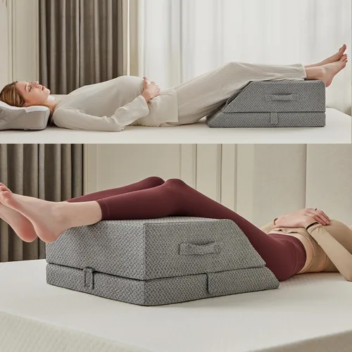 Vista 8 de Almohada elevadora de piernas, almohada de apoyo ajustable de 3 alturas, almohada de cuña para después de la cirugía o el descanso, almohada