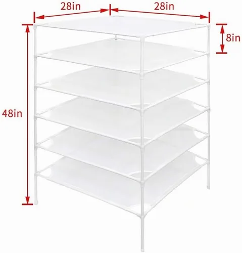 Vista 2 de Growsun Estante de secado de suéter de 6 capas apilable de tela de malla para secar tintorero, blanco