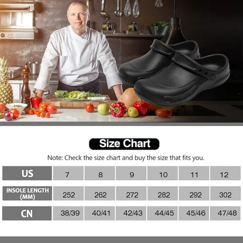 Vista 5 de Zapatos de chef unisex resistentes al aceite, zuecos de chef, zapatos de enfermería, zapatos de cocina para hombres, zapatos de trabajo impermeables