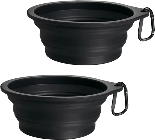 Vista 2 de PetBonus 2-Pack Silicone Collapsible Dog Bowls and Dog Collar Safety Clip