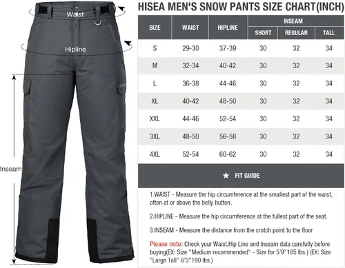 Vista 3 de HISEA Men's Snow Pants 3M Thinsulate Insulated Ski Pants Winter Snowboard Pants Mens Outdoor Hiking Work Pants