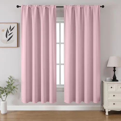 Vista 38 de CUCRAF - Cortinas opacas beige de 45 pulgadas, juego de 2 paneles con bolsillo para barra, cortinas para oscurecer dormitorios y sala de estar