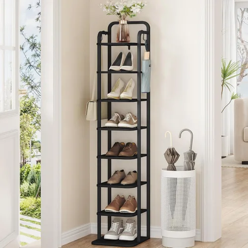 Vista 23 de Hzuaneri - Zapatero vertical, estantes para zapatos, organizador de madera para el armario, entrada, torre de zapatos para espacios pequeños, de pie
