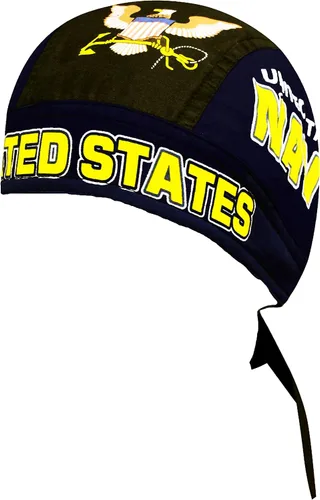 Vista 3 de U.S. Navy Doo Rag Bandana Cap Gris oficial azul pañuelo para la cabeza Naval Durag Do Sombrero