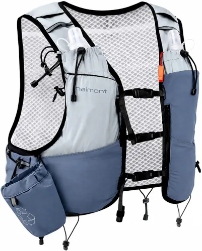 Vista 12 de Haimont 8L Trail Running Hydration Vest with Soft Flasks 2L Bladder Compatible, Bounce-Free Fit, Front Storage, Pole Loops, Whistle