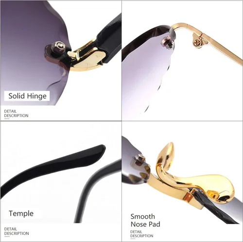 Vista 6 de GIFIORE Gafas de sol de corazón para mujer, con forma de corazón, a la moda, sin montura, rosa, azul, degradado