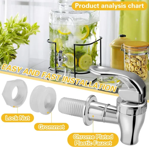 Vista 5 de Boquilla de repuesto para dispensador de bebidas para grifo dispensador de bebidas, grifo estilo empuje para jarra dispensadora de bebidas, grifo