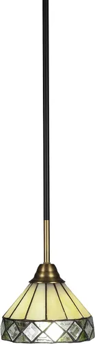 Vista 246 de Toltec Lighting Paramount - Mini colgante de 1 luz en acabado negro mate con cristal de arte perla de 7 pulgadas y estilo negro