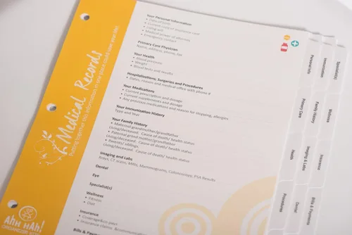 Vista 3 de Ahh Hah! Kit organizador para registros médicos, pestañas impresas profesionalmente para uso en una carpeta de tres anillas
