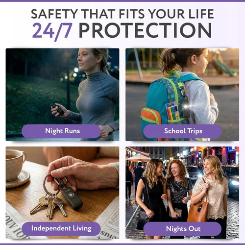 Vista 4 de HOOTIE Alarma de seguridad personal para mujeres, hombres y niños — Llavero de alarma personal de 130 dB, llavero de alarma de seguridad con luz