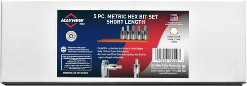 Vista 3 de Mayhew Tools 16020 Juego de brocas hexagonales métricas, cromadas, 5 piezas