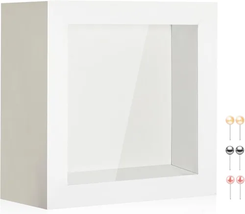 Vista 40 de Marco de fotos de caja de sombra de 8 x 10 con panel de vidrio real Negro