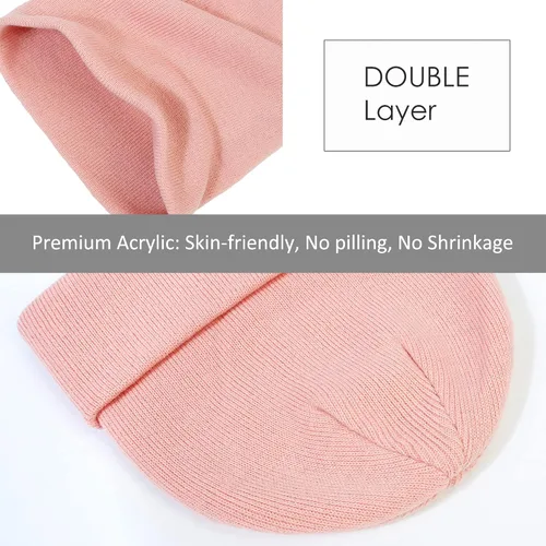 Vista 6 de Muryobao Paquete de 2 gorros de punto cálidos para mujer de invierno suaves elásticos para clima frío