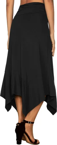Vista 6 de DJT Falda midi con dobladillo tipo pañuelo fluido para mujer Negro