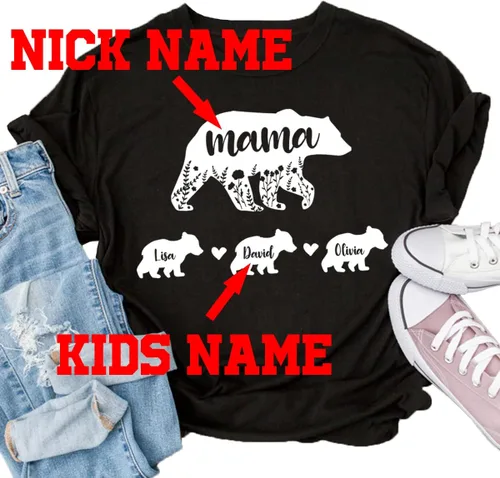 Vista 6 de Custom Grandma Shirt - Blessed to be Called Nana Bear Shirt, Nana Shirt, Personalized Shirt for Grandma, Women, Mimi, Nana