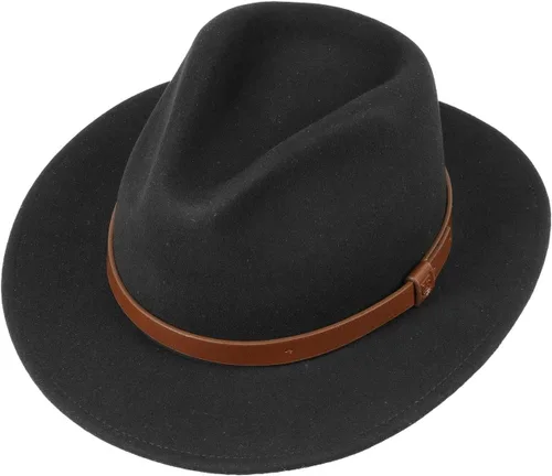 Vista 4 de Brixton Messer - Sombrero de fieltro de borde medio para hombre Negro