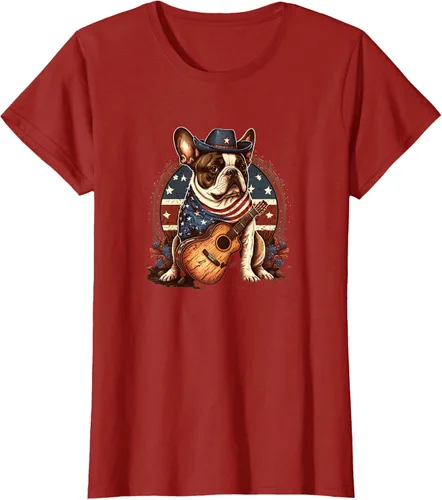 Vista 16 de Camiseta divertida de Bulldog francés con música country y roeo, Negro