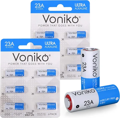 Vista 7 de Voniko Batería alcalina de 23 A – Baterías Ultra 23A (paquete de 6) – Batería A23 de 12 voltios de larga duración para timbres y control remoto