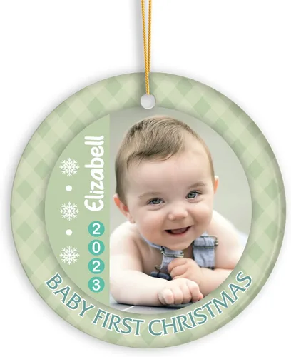 Vista 15 de Adorno de bebé de primera Navidad con foto personalizada, adorno de árbol de Navidad con foto personalizada, adorno de recuerdo de bebé, regalo