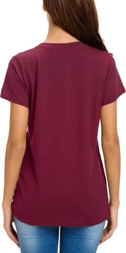 Vista 6 de MSHING Blusa de manga corta con cuello redondo para mujer, cómoda, de algodón, básica