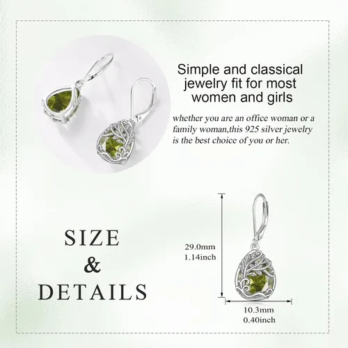 Vista 130 de Aretes colgantes con forma de lágrima de filigrana de piedra lunar de plata de ley 925 con cierre de palanca para mujer, regalos de joyería