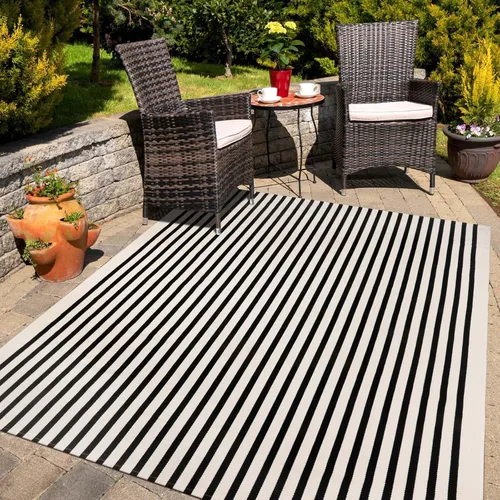 Vista 17 de KIMODE - Alfombra de algodón tejida con diseño a rayas en color negro, para puerta de entrada, cocina, decoración de estilo rústico