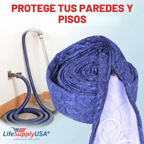 Vista 2 de Funda de manguera de vacío central acolchada de 30 pies con cremallera, funda de manguera para recolección de polvo, compatible con modelos 360 Gris