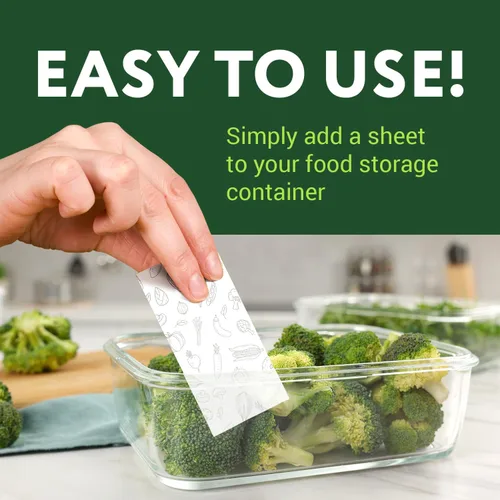 Vista 5 de IMPRESA Produce Keeper - Hojas de almacenamiento de alimentos, paquete de 18 hojas de papel frescas para frutas y verduras, ahorrador de verduras