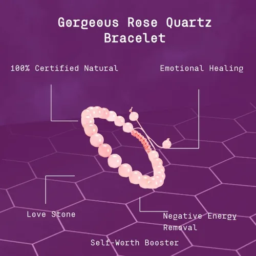 Vista 3 de Pulsera de cuentas de cuarzo rosa de 0.315 in - Amor incondicional y curación emocional, Gema, Ágata