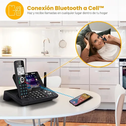 Vista 4 de AT&T DECT 6.0 Teléfono inalámbrico para el hogar y la empresa con contestador, pantalla a color grande de 5", atajo de un solo toque, conferencia