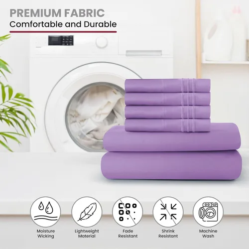 Vista 169 de LUX Décor - Juego de sábanas Twin de microfibra ultrasuave de 3 piezas con sábana encimera, sábana bajera de 16 pulgadas de profundidad y funda