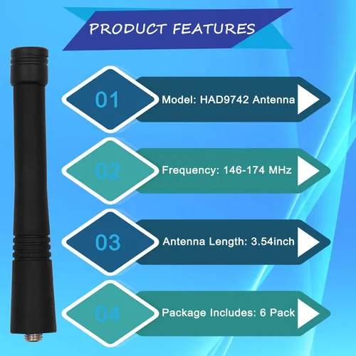Vista 6 de 6 unidades de antena HAD9742A HAD9742 para Motorola HT750 HT1250 CP200 CP200D PR400 P1225 P110 GP300 GP340 EX500 EX600 PRO5150 PRO7150 Radio VHF 150