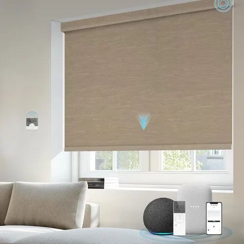 Vista 30 de Motorized Light Filtering Shades Compatible with Alexa Google Smart Blinds Automatic Window Shade Remote Control 70% Blackout Sunny Black