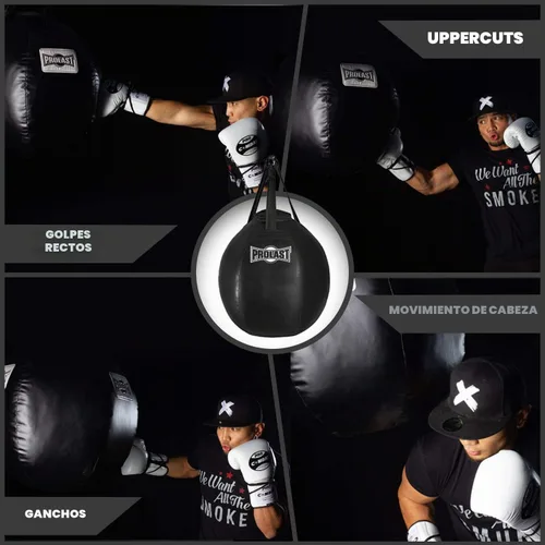 Vista 4 de Wrecking Ball Heavy Punching Bag for Adults, Hook and Uppercut, Body Snatcher, Boxing, MMA, Muay Thai, 65 lbs negro / negro
