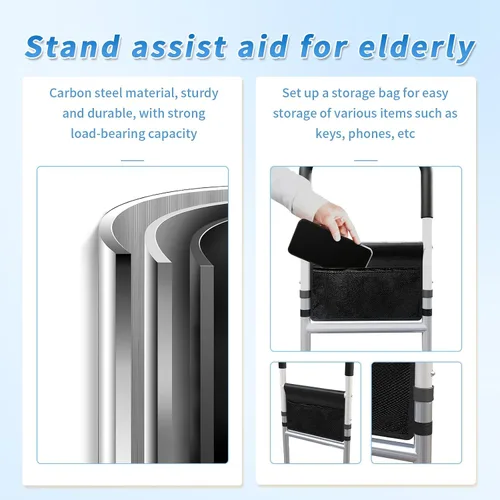 Vista 5 de Ayuda de soporte para ancianos desde silla, sofá, ayudas de pie y soportes para bastón para caminar, bastón ajustable, herramienta de ayuda