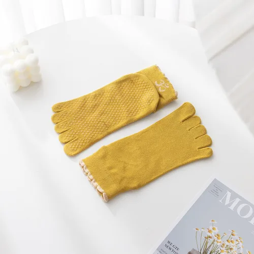 Vista 25 de Calcetines de yoga con dedos de pilates con empuñaduras para mujer, antideslizantes, acolchados, florales, calcetines tobilleros para baile de ballet