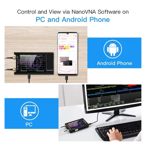 Vista 4 de Spectrum Analyzer, 10khz-1.5Ghz NanoVNA-F VNA HF VHF UHF Vector Network Antenna Analyzer 4.3 Inch IPS LCD Metal Case V3.1 Version Stylus